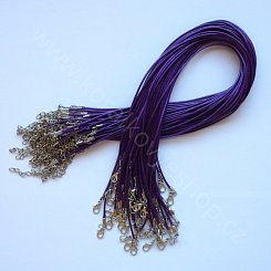 Řetízek - voskovaná kožená stuha - fialová