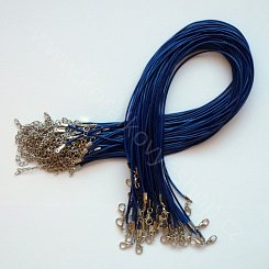 Řetízek - voskovaná kožená stuha - modrá