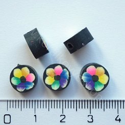 Fimo kolečko - 10 mm - barevná květina