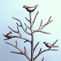 Stojánek na šperky - kovový strom - bronzová