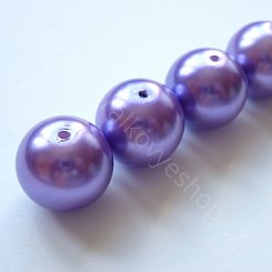 Voskovaná perlička - 14 mm - fialová