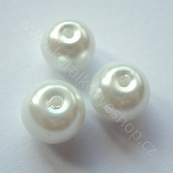 Voskovaná perlička - 8 mm - bílá