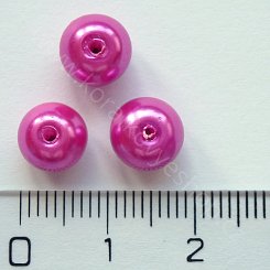 Voskovaná perlička - 8 mm - tmavě růžová