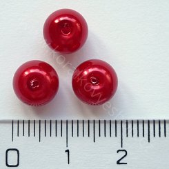 Voskovaná perlička - 8 mm - červená