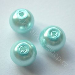 Voskovaná perlička - 8 mm - světle tyrkysová