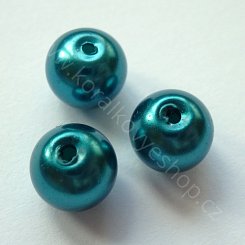 Voskovaná perlička - 8 mm - tmavě zelená