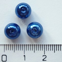 Voskovaná perlička - 8 mm - tmavě modrá
