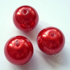 Voskovaná perlička - 13 mm - červená