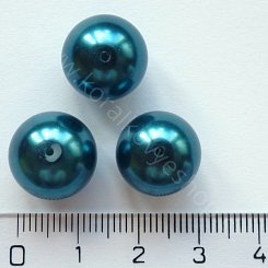 Voskovaná perlička - 13 mm - tmavě zelená