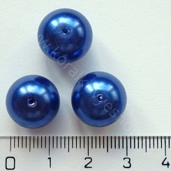 Voskovaná perlička - 13 mm - tmavě modrá