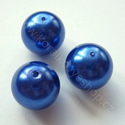 Voskovaná perlička - 13 mm - tmavě modrá
