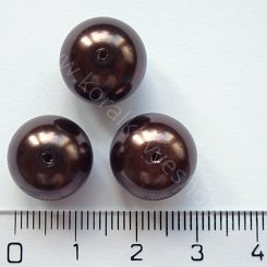 Voskovaná perlička - 13 mm - hnědá