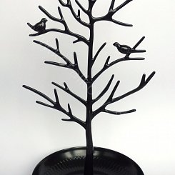 Stojánek na šperky - kovový strom - černá