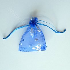 Organzový sáček s motýlem - 9 x 7 cm - modrá