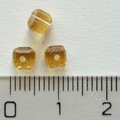 Broušená kostička II - 4 mm - žluto-zlatá