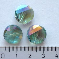 Broušené kolečko - 14 mm - zelená s fialovým odleskem