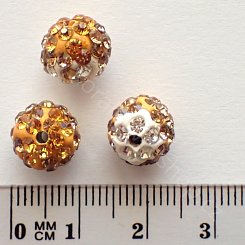 Dvoubarevné kuličky s kamínky - žluto-bílá