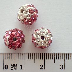 Dvoubarevné kuličky s kamínky - růžovo-bílá