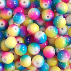 Skleněná kulička barevná - 8 mm - žluto-barevná