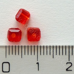 Broušená kostička II - 4 mm - červená