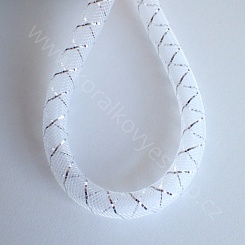 Korálková punčoška se zdobením - 8 mm - bílá