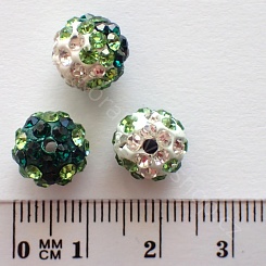 Dvoubarevné kuličky s kamínky - zeleno-bílá