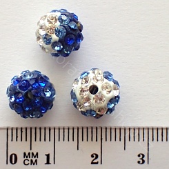 Dvoubarevné kuličky s kamínky - modro-bílá