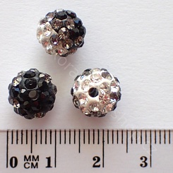 Dvoubarevné kuličky s kamínky - černo-bílá