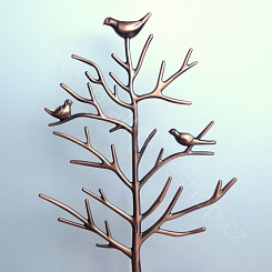 Stojánek na šperky - kovový strom - bronzová