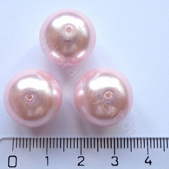 Voskovaná perlička - 14 mm - světle růžová