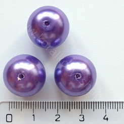 Voskovaná perlička - 14 mm - fialová