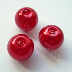 Voskovaná perlička - 8 mm - červená