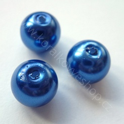 Voskovaná perlička - 8 mm - tmavě modrá