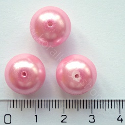Voskovaná perlička - 13 mm - světle růžová
