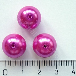 Voskovaná perlička - 13 mm - tmavě růžová