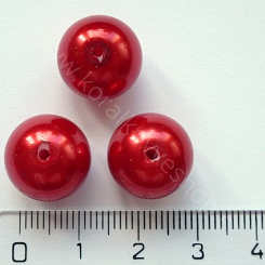 Voskovaná perlička - 13 mm - červená