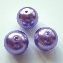 Voskovaná perlička - 13 mm - fialová
