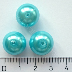 Voskovaná perlička - 13 mm - tyrkysová