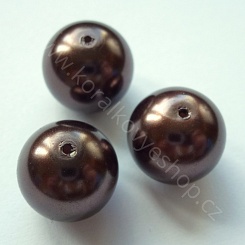 Voskovaná perlička - 13 mm - hnědá