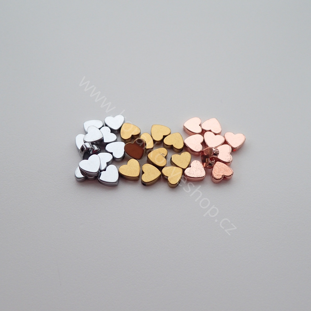 Hematitové srdíčko 6 mm - Zlatá růžová